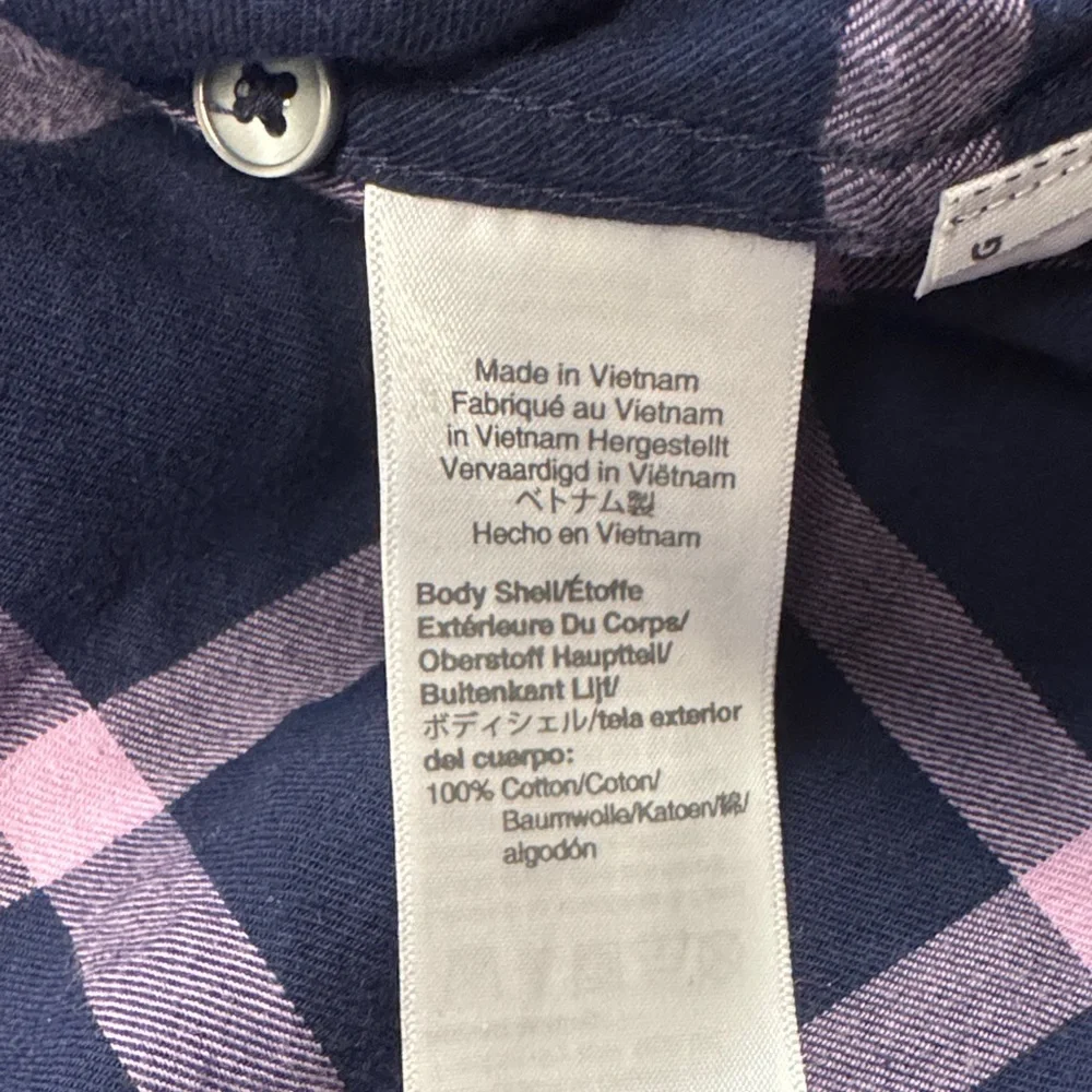 J.Crew Classic Navy Pink Plaid Cotton Button-Down Shirt Size 2